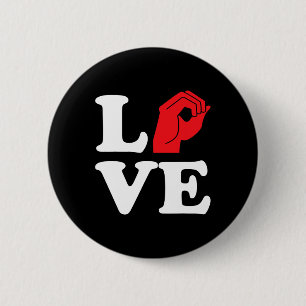 Badge Rond 5 Cm Aimer Symbole Asl