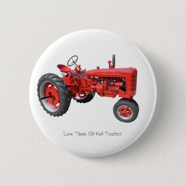 Badge Rond 5 Cm Aimez ces vieux tracteurs rouges (Devant)