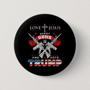 Badge Rond 5 Cm Aimez Jésus. Fusillade. Et Vote du drapeau Trump 2