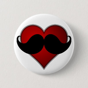 Badge Rond 5 Cm AIMEZ la moustache du coeur w/Mustache de STACHE