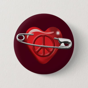 Badge Rond 5 Cm Aimez la paix et la sécurité pour tout le coeur