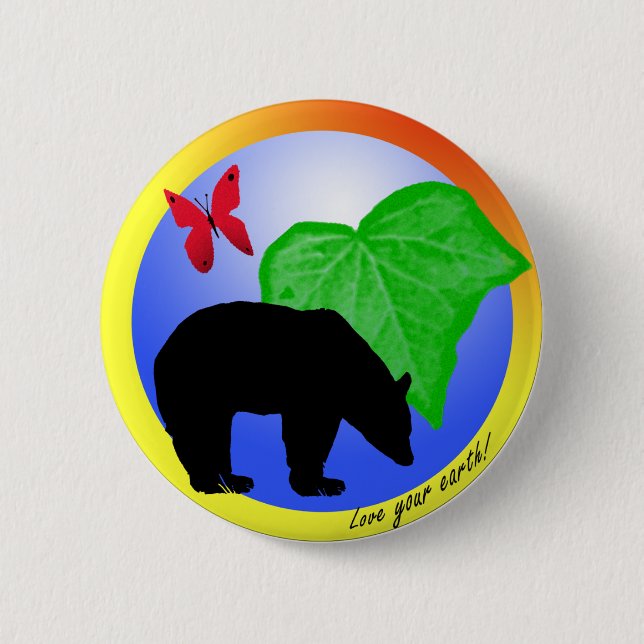 Badge Rond 5 Cm Aimez votre bouton de la terre (Devant)