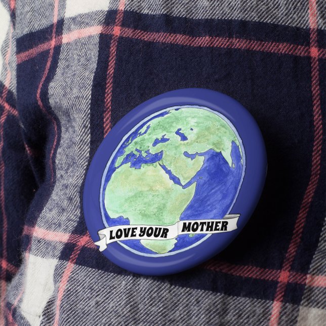 Badge Rond 5 Cm Aimez votre mère Planète Terre Défilement (Créateur téléchargé)