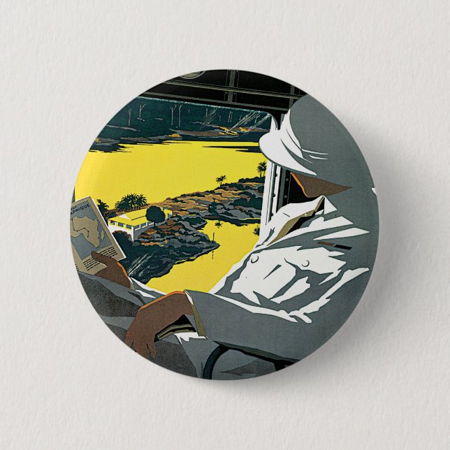 Badge Rond 5 Cm Air Afrique : Visitez L'Afrique en Avion (Devant)