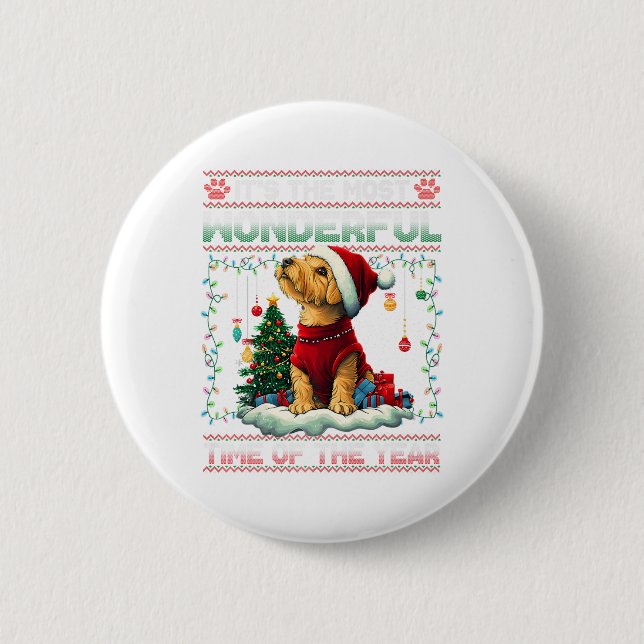 Badge Rond 5 Cm Airedale Terrier Décorations d'arbres de Noël Chie (Devant)