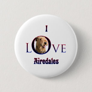 Badge Rond 5 Cm Airedale Terrier I Love