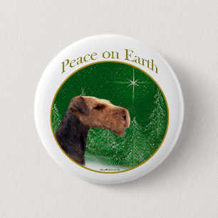Badge Rond 5 Cm Airedale Terrier Paix