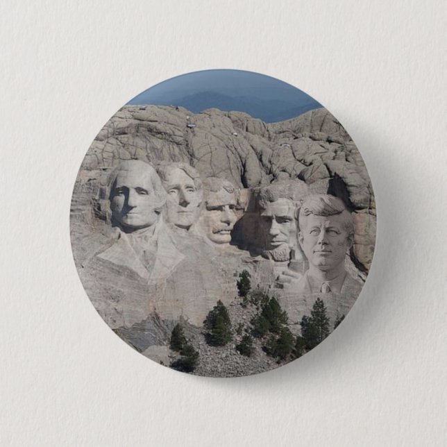Badge Rond 5 Cm Ajouter JFK au Mont Rushmore (Devant)