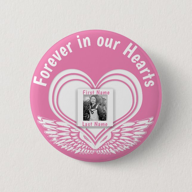 Badge Rond 5 Cm Ajouter Photo Custom Memorial Heart (Devant)