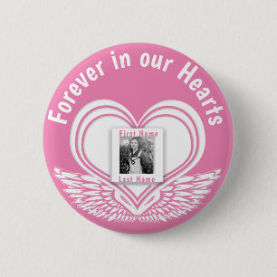 Badge Rond 5 Cm Ajouter Photo Custom Memorial Heart