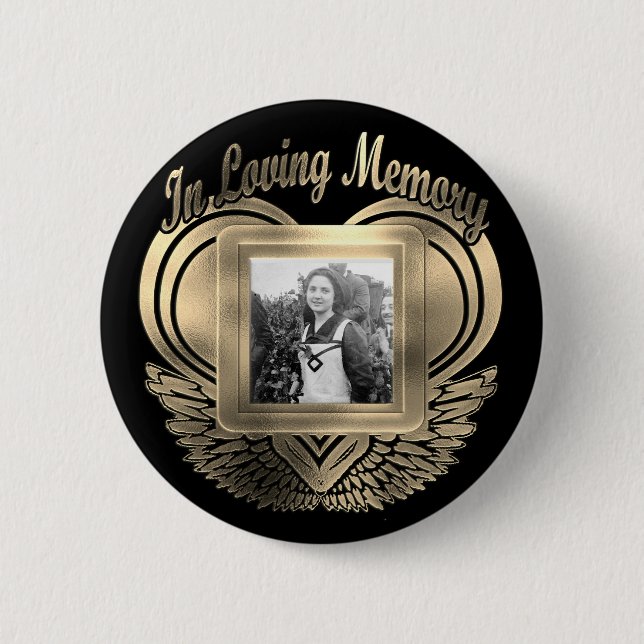 Badge Rond 5 Cm Ajouter Photo Custom Memorial Heart (Devant)
