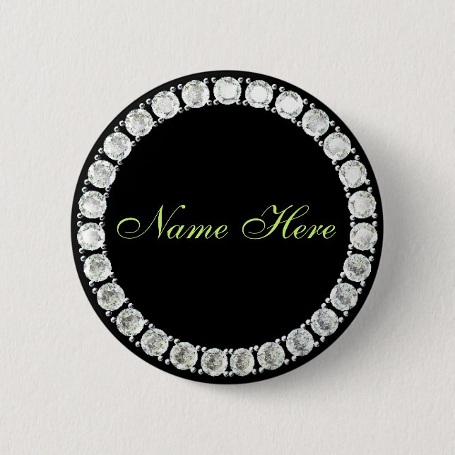 Badge Rond 5 Cm Ajouter un diamant personnalisable par nom (Devant)