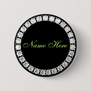 Badge Rond 5 Cm Ajouter un diamant personnalisable par nom