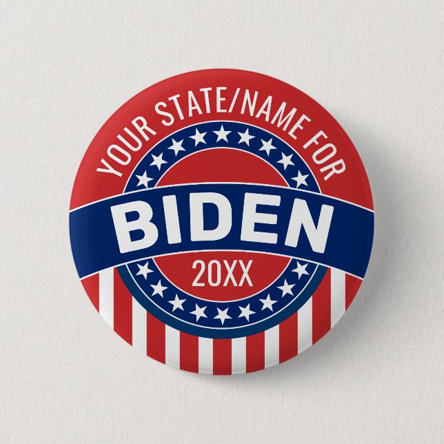 Badge Rond 5 Cm Ajouter un nom ou un état pour soutenir Joe Biden  (Devant)
