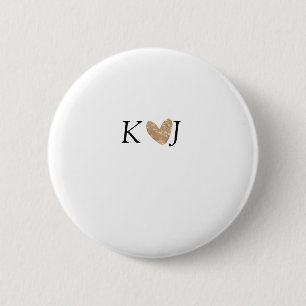 Badge Rond 5 Cm Ajouter une lettre de nom mariage or coeur parties