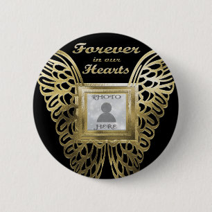 Badge Rond 5 Cm Ajouter une photo personnalisée Gold Angel Wings M