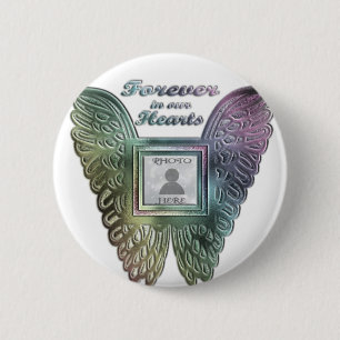 Badge Rond 5 Cm Ajouter une photo personnalisée Rainbow Angel Win