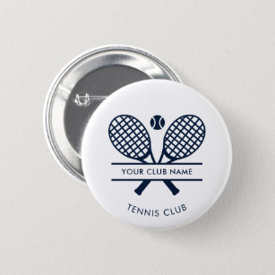 Badge Rond 5 Cm Ajouter Votre Nom Club Tennis Icônes Marine Bleu