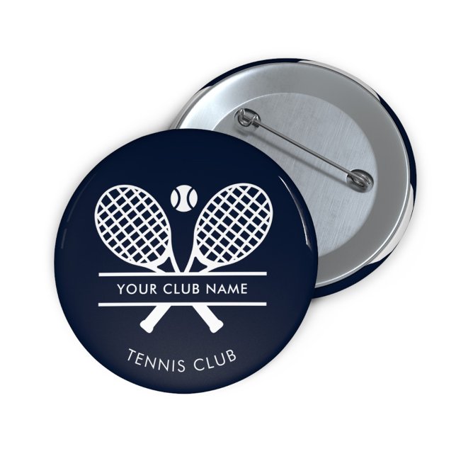 Badge Rond 5 Cm Ajouter Votre Nom Club Tennis Team Navy Blue Custo (Navy Blue Tennis Club Team Swag Button)