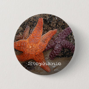 Badge Rond 5 Cm Ajoutez Votre Nom : Stacée Colorée / Sea Star Phot
