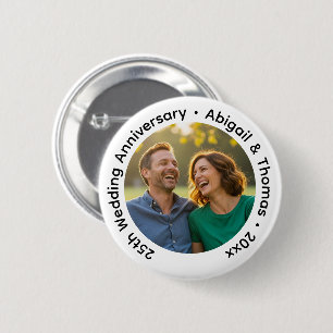 Badge Rond 5 Cm Ajoutez votre propre photo de couple 25e anniversa