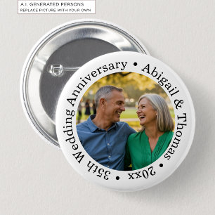 Badge Rond 5 Cm Ajoutez votre propre photo de couple 35e anniversa