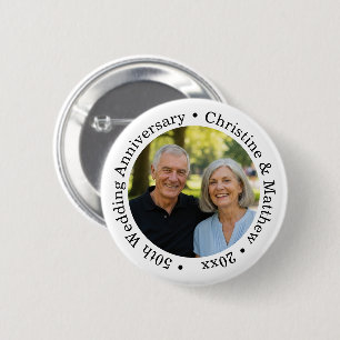 Badge Rond 5 Cm Ajoutez votre propre photo de couple 50e anniversa