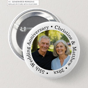 Badge Rond 5 Cm Ajoutez votre propre photo de couple 55e anniversa