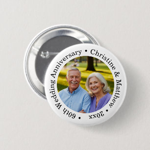 Badge Rond 5 Cm Ajoutez votre propre photo de couple 60e anniversa