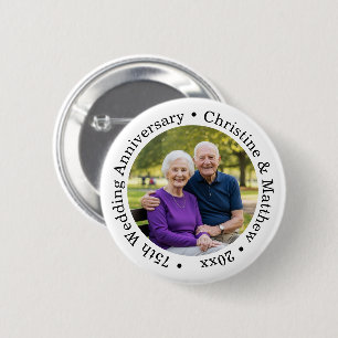 Badge Rond 5 Cm Ajoutez votre propre photo de couple 75e anniversa