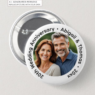 Badge Rond 5 Cm Ajoutez votre propre photo de couple pour le 20e a