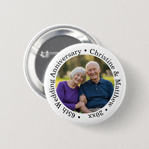 Badge Rond 5 Cm Ajoutez votre propre photo de couple pour le 65e a