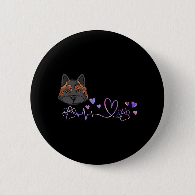Badge Rond 5 Cm Akita Heartbeat (Devant)