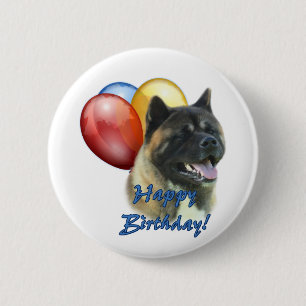 Badge Rond 5 Cm Akita Joyeux Ballons d'anniversaire