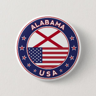Badge Rond 5 Cm Alabama, États-Unis, T-shirt Alabama, Alabama
