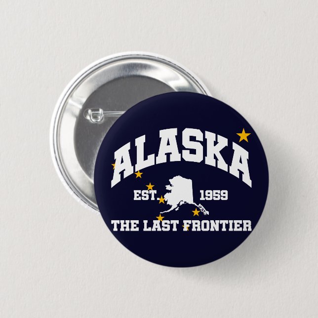 Badge Rond 5 Cm Alaska, La Dernière Frontière (Devant & derrière)