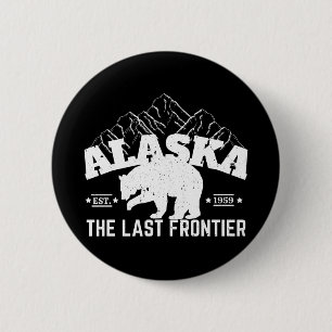 Badge Rond 5 Cm Alaska L'ours polaire Dernière frontière