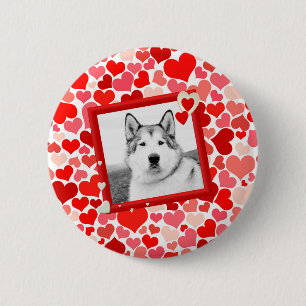 Badge Rond 5 Cm Alaskan Malamute Chien Valentines Coeur