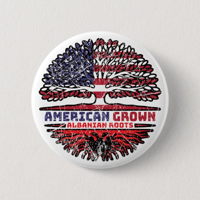 Badge Rond 5 Cm Albanian Albania US American États-Unis (Devant)