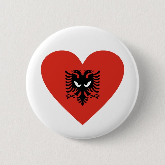 Badge Rond 5 Cm Albanian Heart - For real Albanians! (Devant)