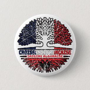 Badge Rond 5 Cm Albanie Pavillon français des racines d'arbres