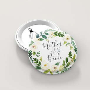 Badge Rond 5 Cm Albâtre Floral Wreath Mère de la mariée