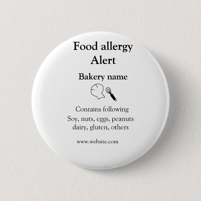 Badge Rond 5 Cm Alerte d'allergie alimentaire ajouter le nom texte (Devant)