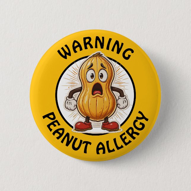Badge Rond 5 Cm Alerte d'allergie aux arachides Avertissement   (Devant)