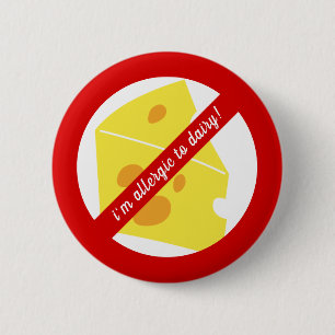 Badge Rond 5 Cm Alerte d'allergie aux produits laitiers / fromages