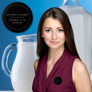 Badge Rond 5 Cm Alerte d'allergie bilingue noire et blanche au lac