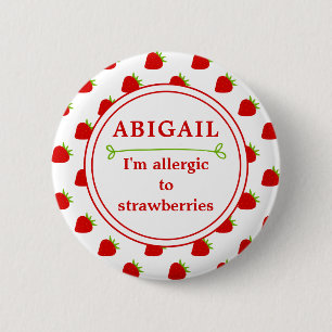 Badge Rond 5 Cm Alerte d'allergie de fraise - enfants