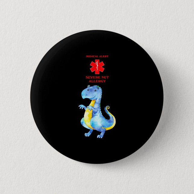 Badge Rond 5 Cm Alerte médicale conscience d'allergie grave avec d (Devant)