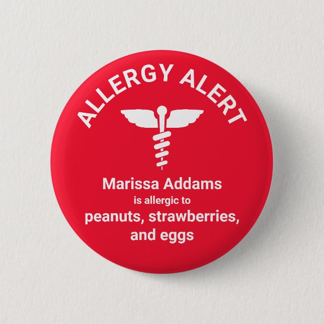 Badge Rond 5 Cm Alerte Médicale d'allergie (Devant)