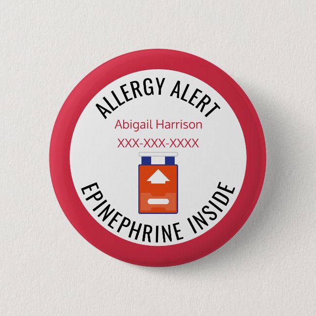 Badge Rond 5 Cm Alerte Médicale pour enfants Allergy Epinephrine à (Devant)